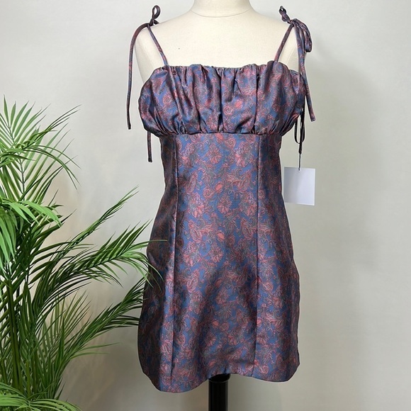 NWT REVOLVE Majorelle Dress Mini Blue Tapestry Wedding Evening Prom Small - Picture 1 of 9